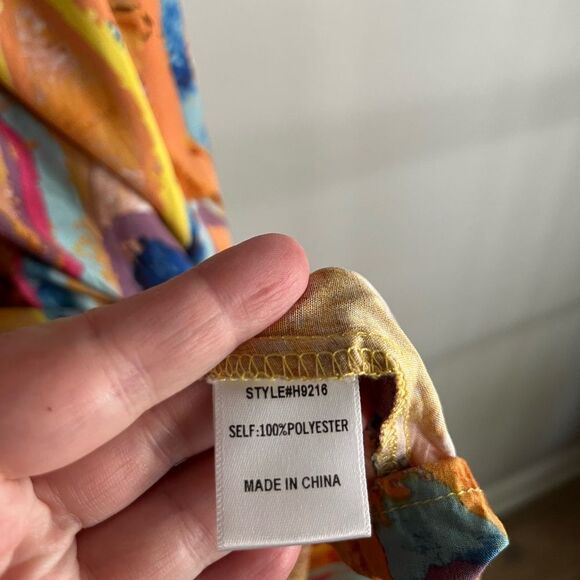 Jodifl Multicolor Abstract Print Ruffle Strap Boho Mini Dress Size Large - Picture 5 of 6